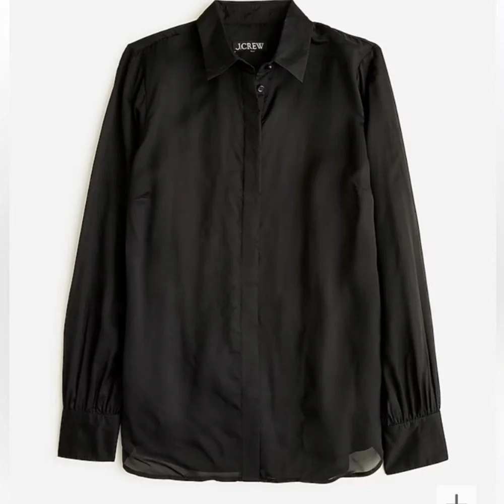 NWT J. Crew Elegant Black Sheer Organza Womens 8 Long Sleeve Button Up Top BU667